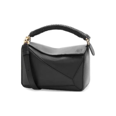 LOEWE Puzzle Small Calfskin Shoulder Crossbody Bag with Adjustable Strap – Black