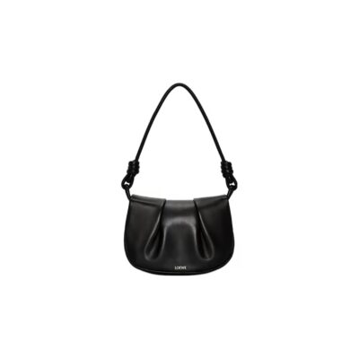 LOEWE Paseo Nappa Calfskin Shoulder Crossbody Bag with Magnetic Closure – Black