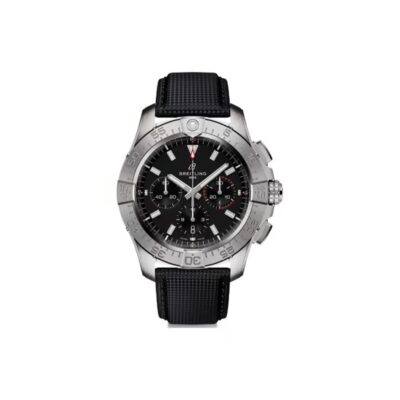 Breitling Avenger Automatic Chronograph Men’s Watch 44mm Black Dial Stainless Steel Case with Leather Strap