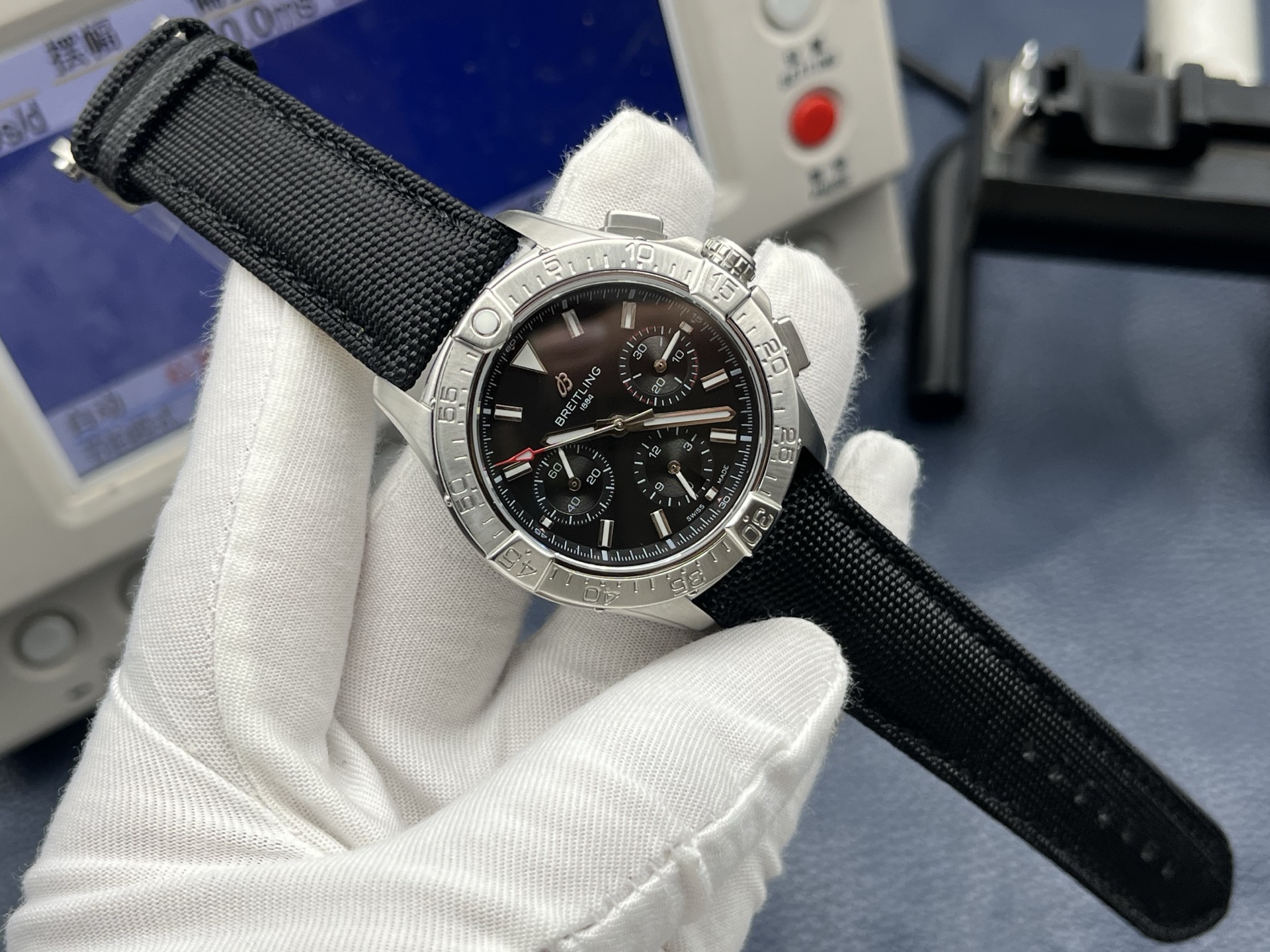 Breitling Avenger Automatic Chronograph Men’s Watch 44mm Black Dial Stainless Steel Case with Leather Strap - Image 2