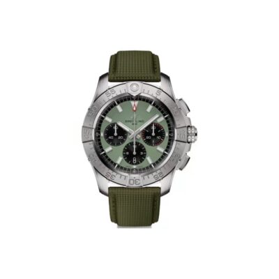 Breitling Avenger Automatic Chronograph Men’s Watch 44mm Green Dial Stainless Steel Case with Leather Strap