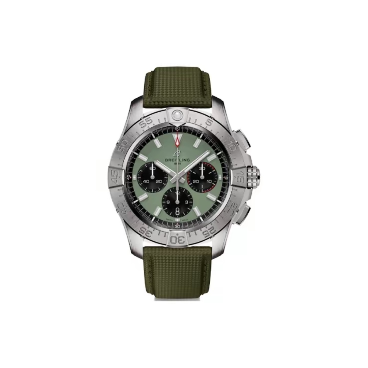 Breitling Avenger Automatic Chronograph Men’s Watch 44mm Green Dial Stainless Steel Case with Leather Strap