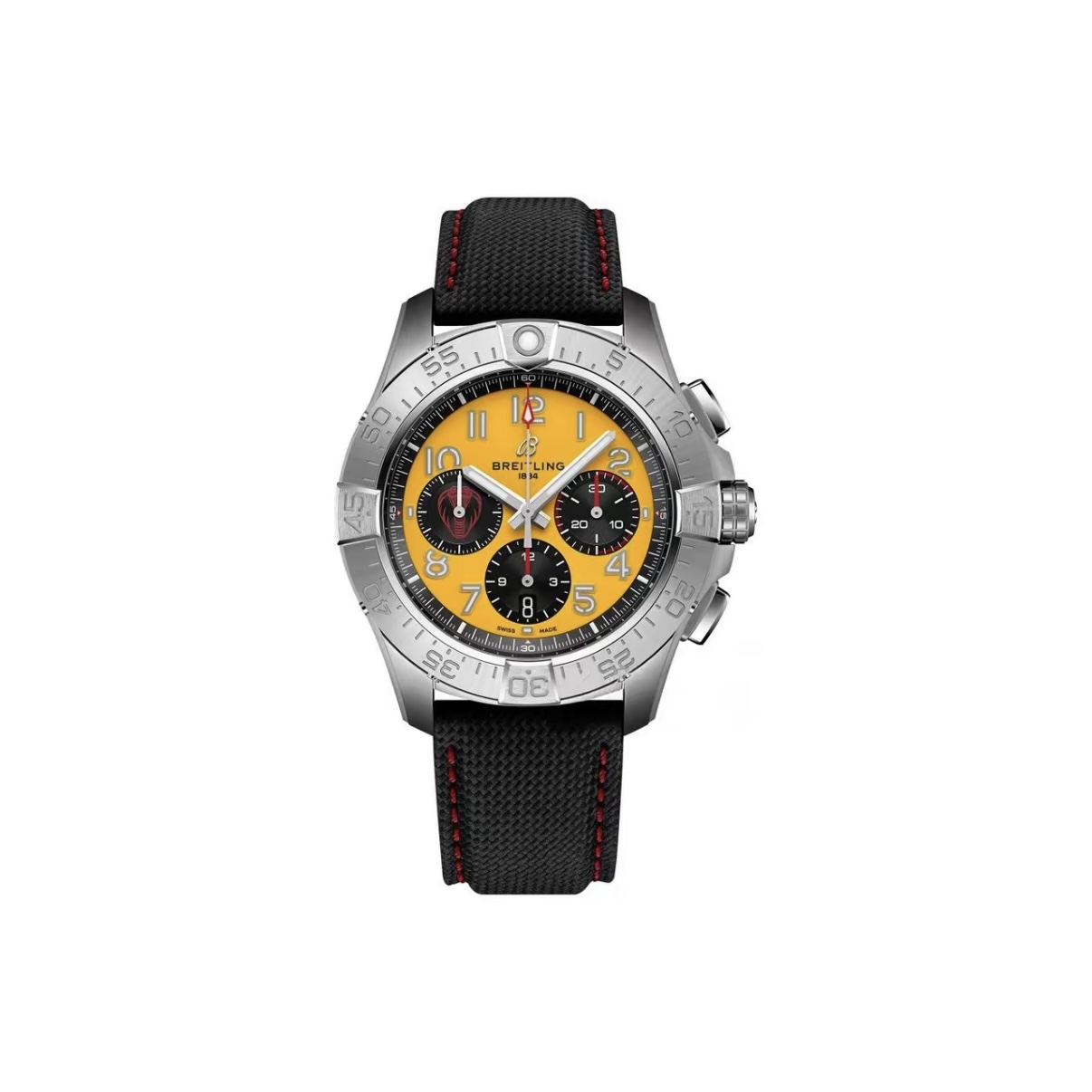 Breitling Avenger B01 Chronograph 44 Snake Year Limited Automatic Chronograph Men’s Watch 44mm Yellow Dial Stainless Steel Case with Leather Strap