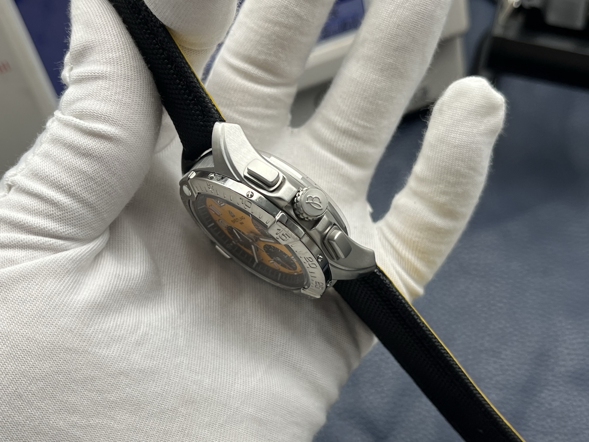 Breitling Avenger B01 Chronograph 44 Snake Year Limited Automatic Chronograph Men’s Watch 44mm Yellow Dial Stainless Steel Case with Leather Strap - Image 7