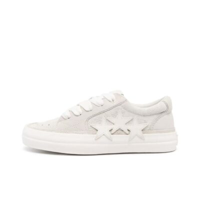 AMIRI Calfskin Round Toe Lace-Up Sneakers Men White