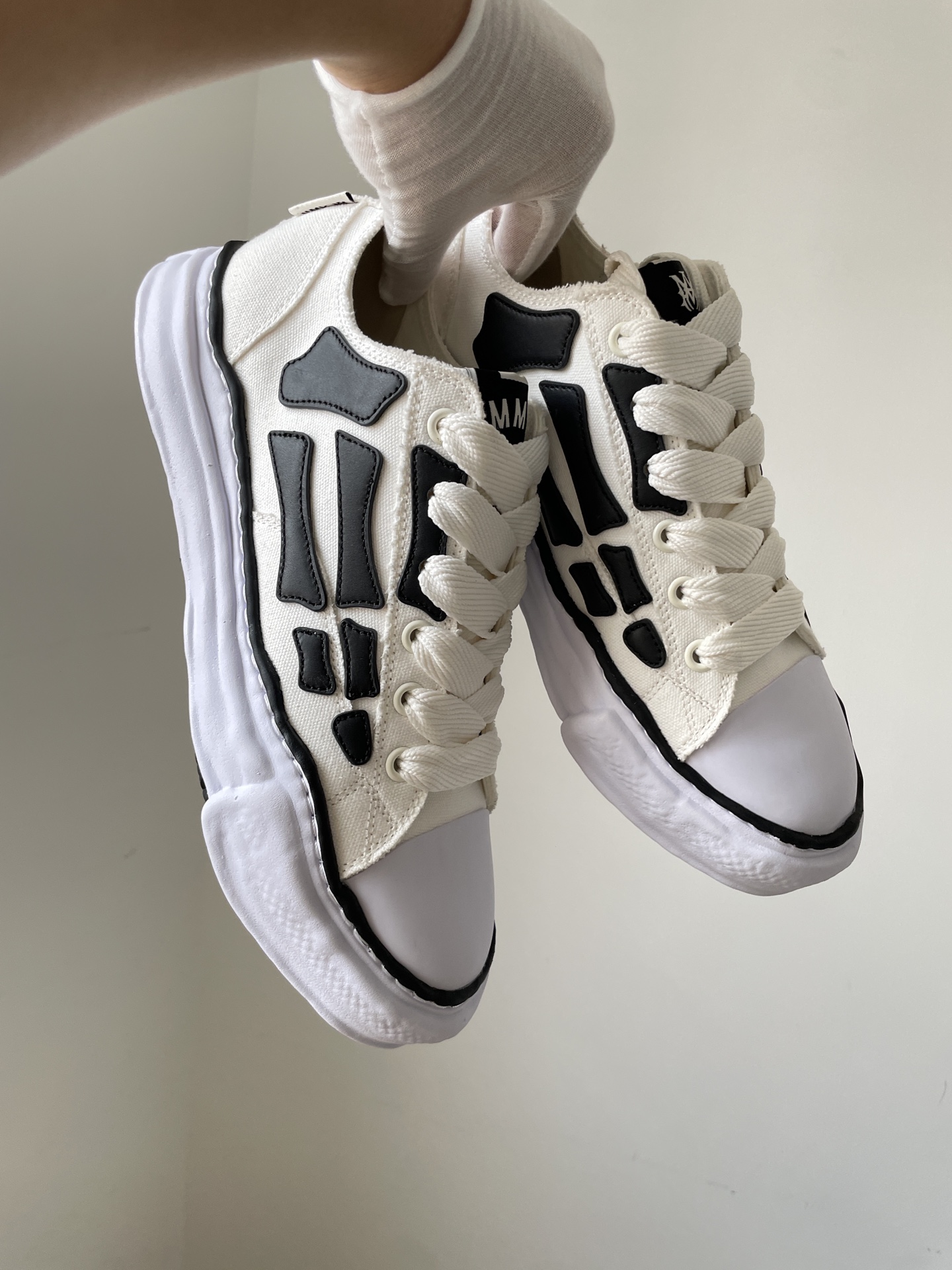 Maison Mihara Yasuhiro x AMIRI Skel-Top Low Canvas Lace-Up Sneakers Men Beige - Image 5