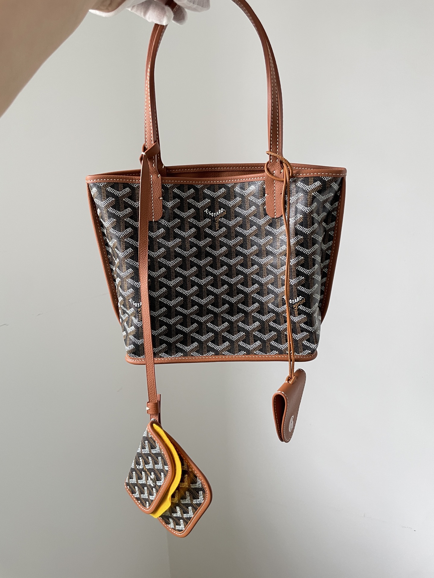 Goyard Anjou Mini Reversible Tote Bag with Y Pattern Coated Canvas and Leather Trim – Women - Image 2