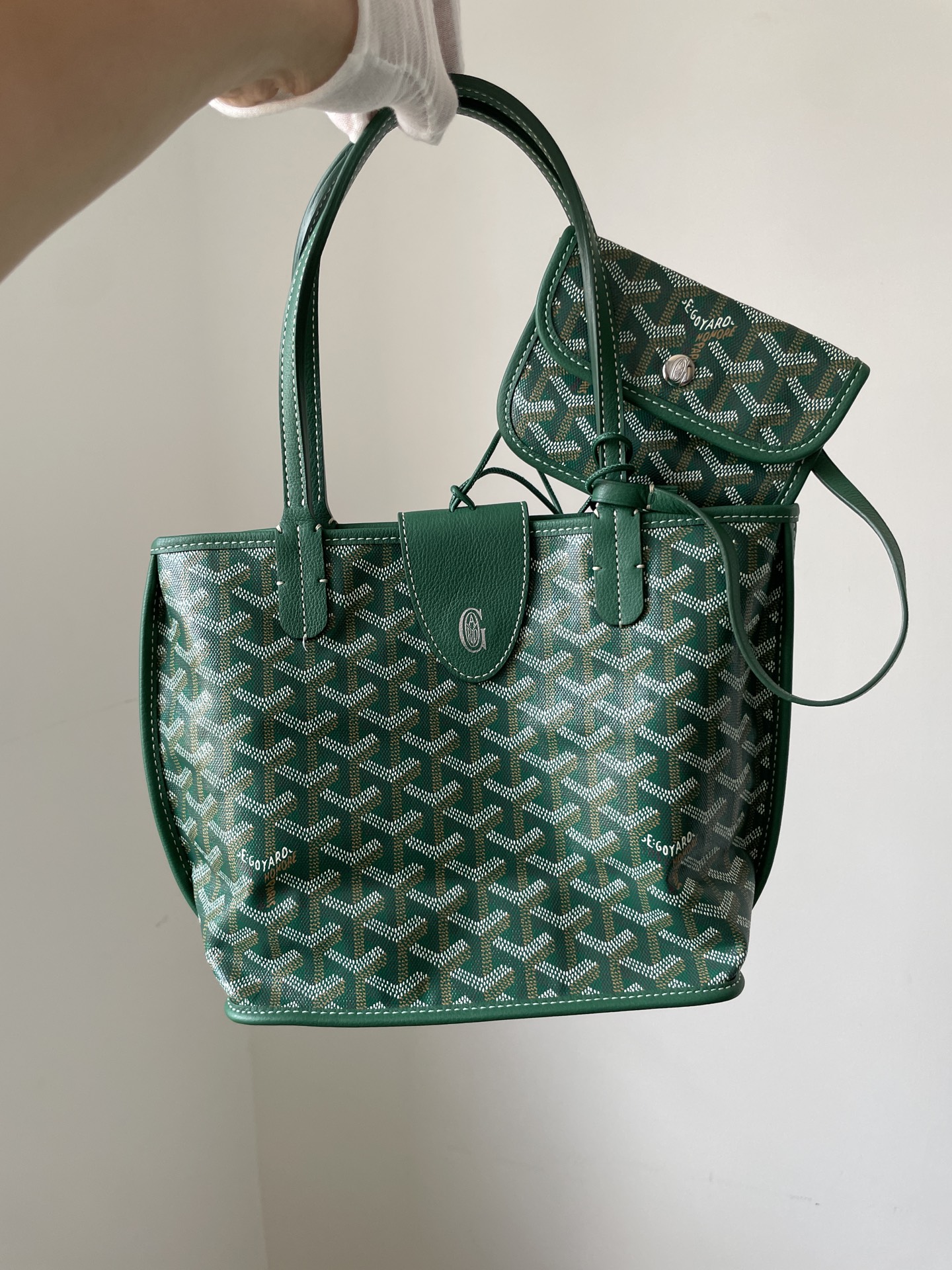 Goyard Anjou Mini Reversible Tote Bag with Y Pattern Coated Canvas and Leather Trim – Women - Image 2