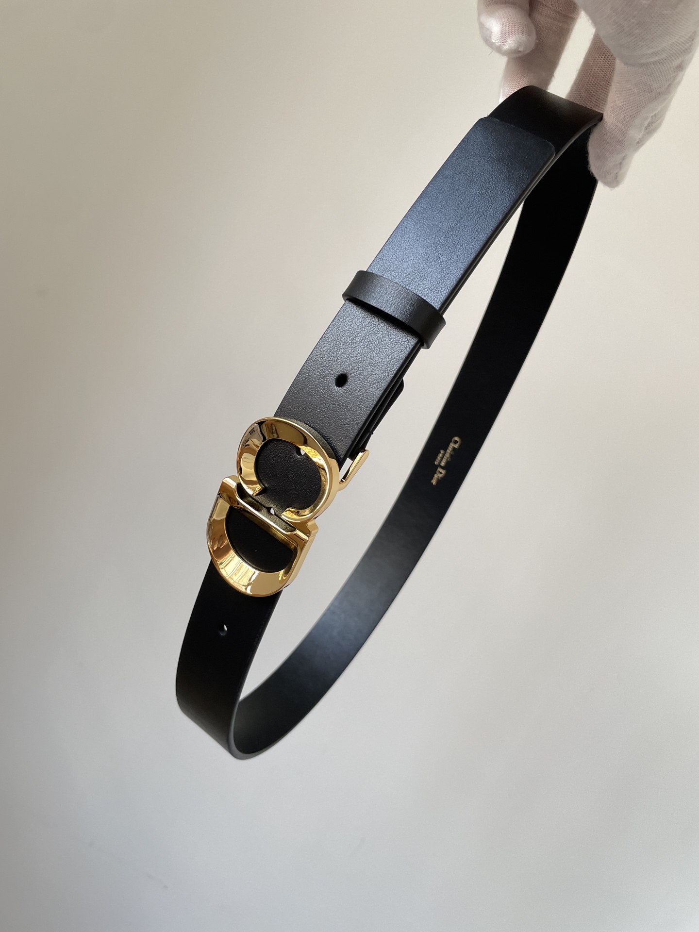 Dior CD Buckle Calfskin Metal Belt Women Black - Image 2