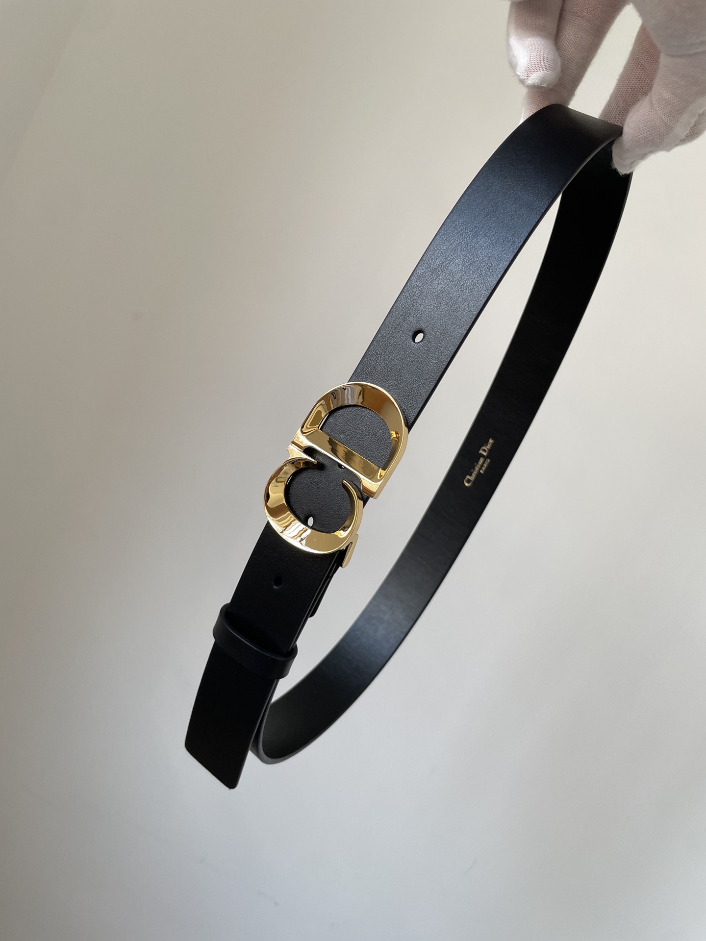Dior CD Buckle Calfskin Metal Belt Women Black - Image 3