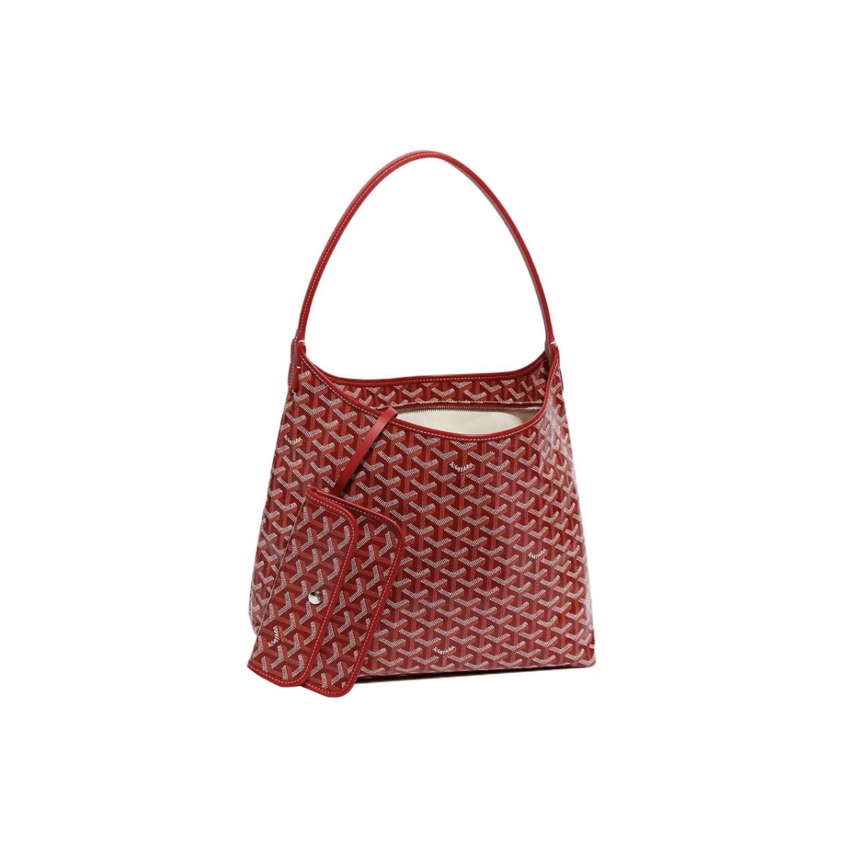 GOYARD Bohème Hobo Canvas & Calfskin Shoulder Bag – Red