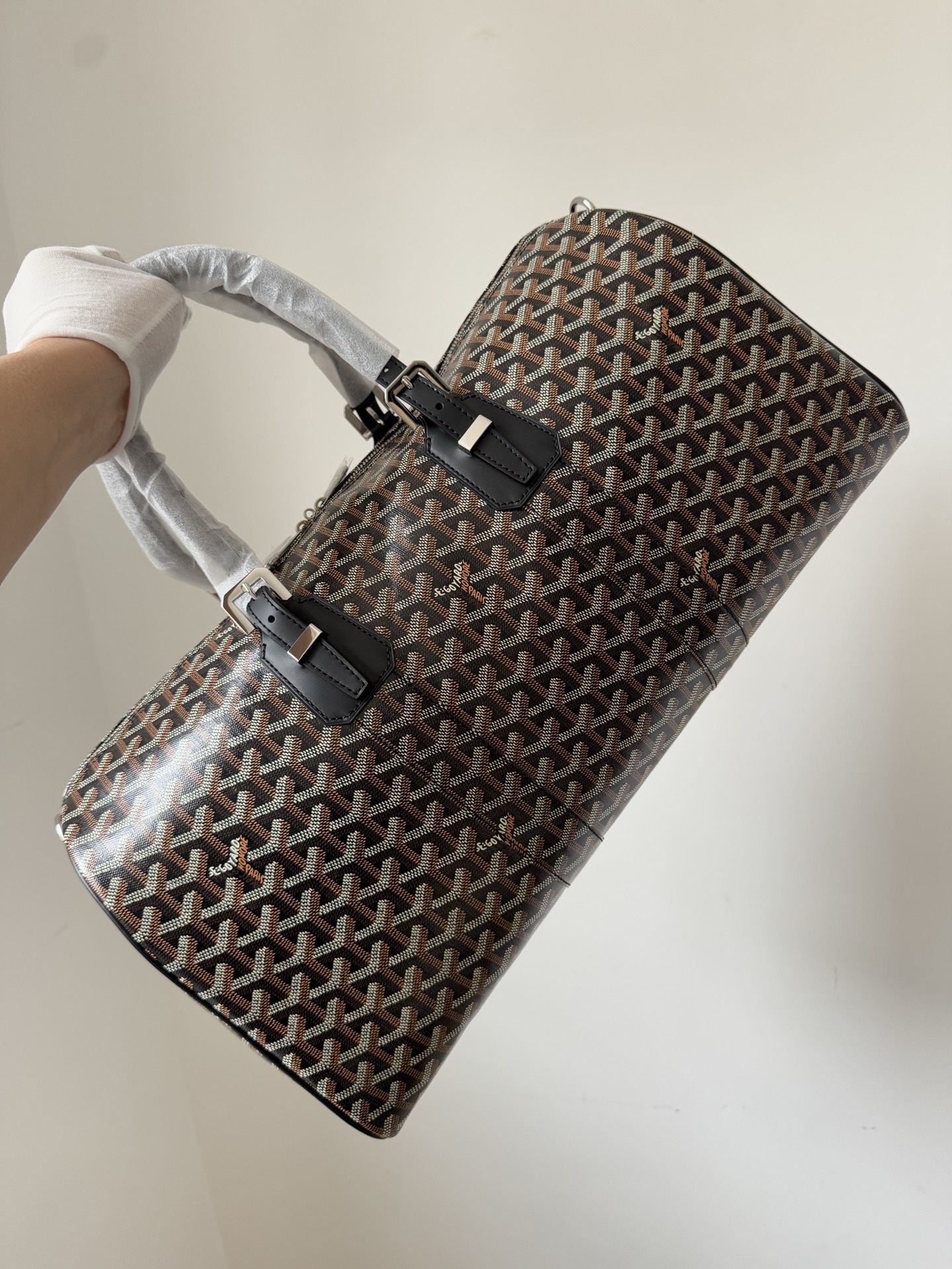 GOYARD Boston 45 Canvas & Leather Travel Bag – Black - Image 3