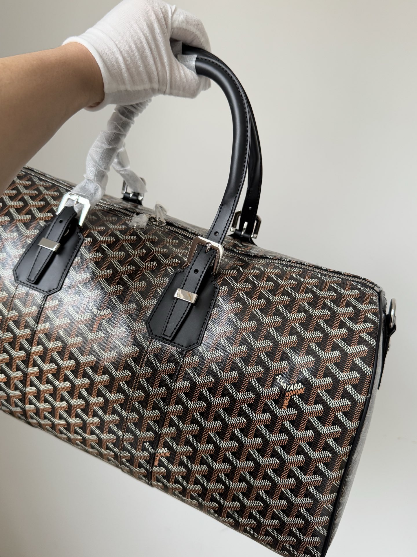 GOYARD Boston 45 Canvas & Leather Travel Bag – Black - Image 6