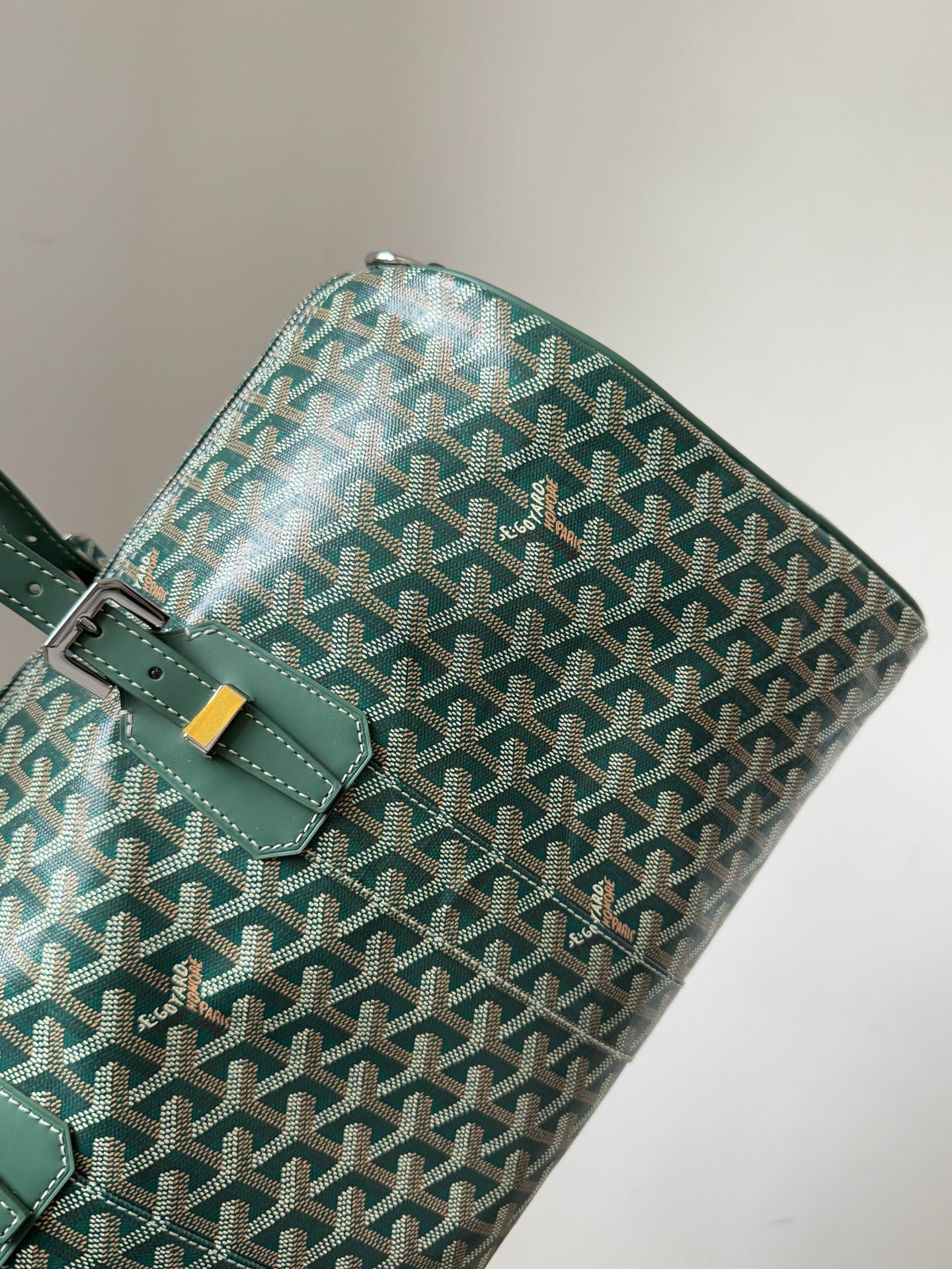 GOYARD Boston 45 Canvas & Leather Travel Bag – Green - Image 3