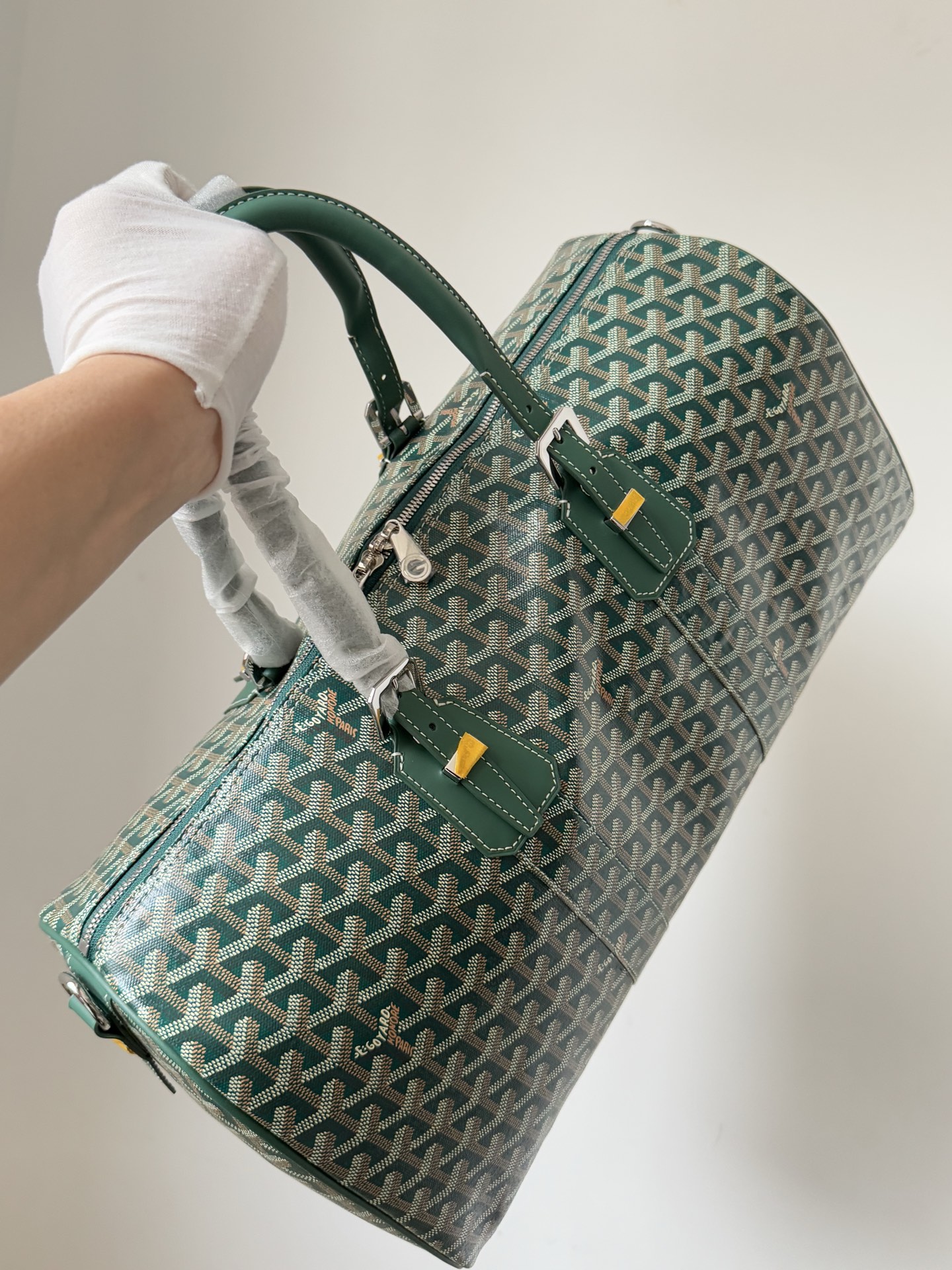 GOYARD Boston 45 Canvas & Leather Travel Bag – Green - Image 4