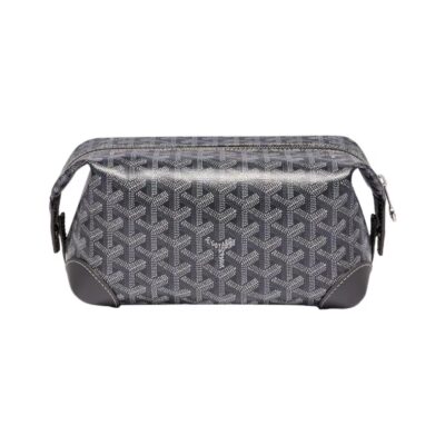 GOYARD Bowling 25 Canvas & Leather Cosmetic Pouch – Gray