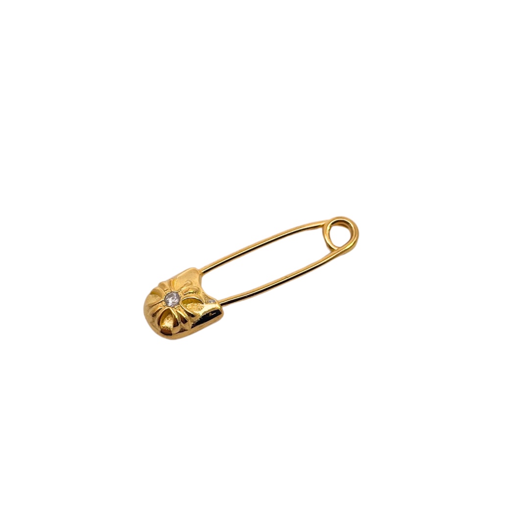 Chrome Hearts Gold-Plated Cross Pin with White Diamonds - Image 2
