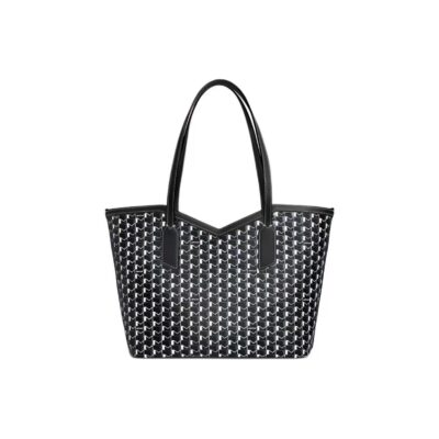 Moynat Canvas 1920 M-Lock Tote Bag with Leather Trim – Black & White