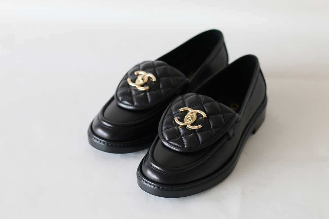 Chanel Loafers Lambskin Flat Casual Shoes Women Black - Image 3