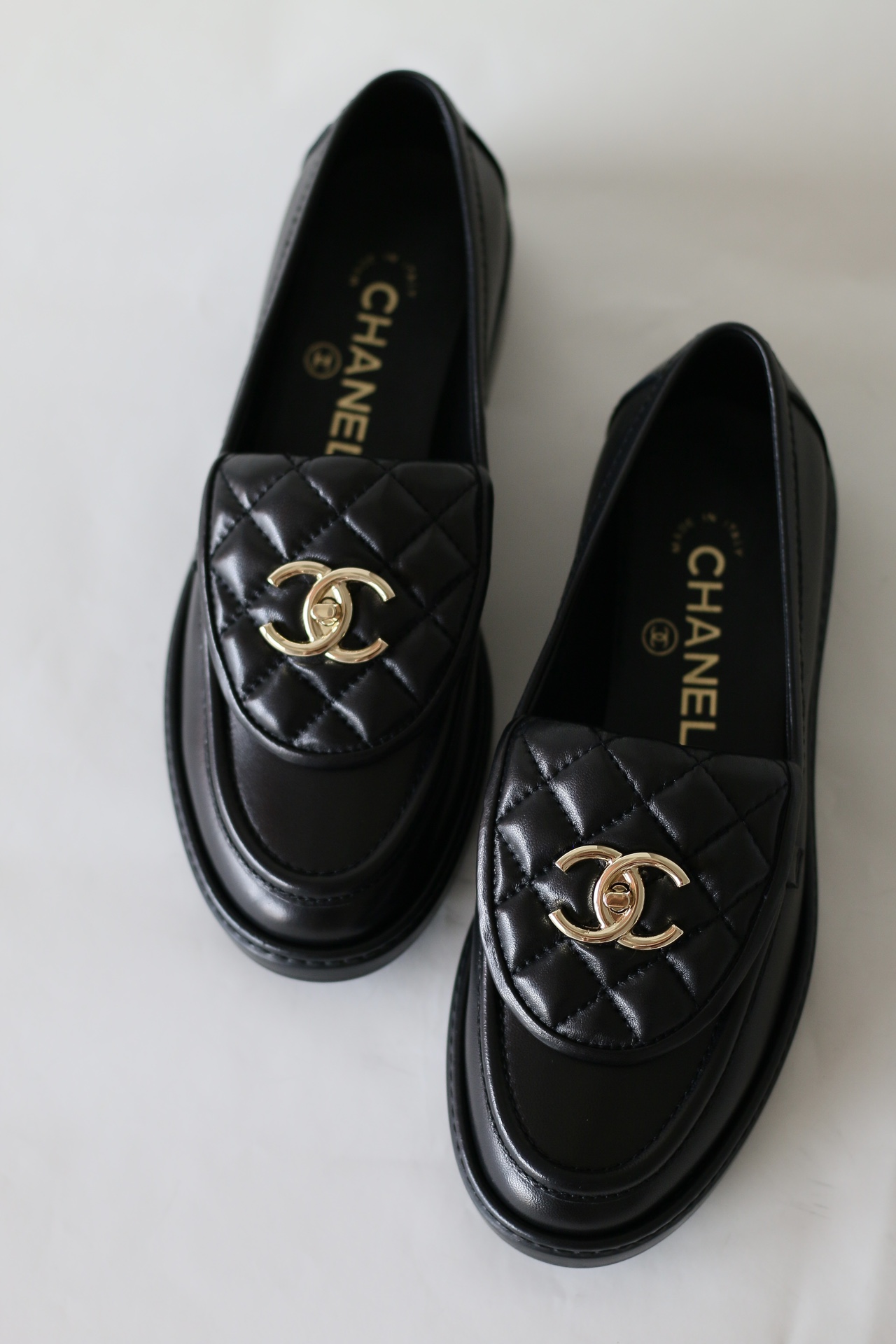 Chanel Loafers Lambskin Flat Casual Shoes Women Black - Image 4
