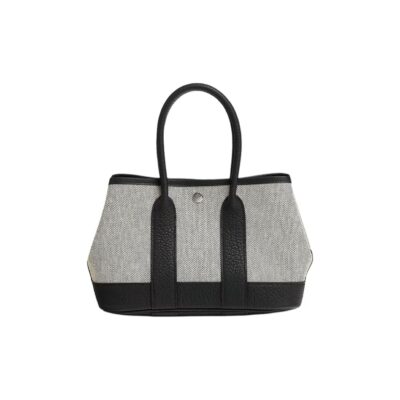 HERMES Garden Party NEO 23 Canvas and Leather Mini Tote Bag – Black/White (Panda)
