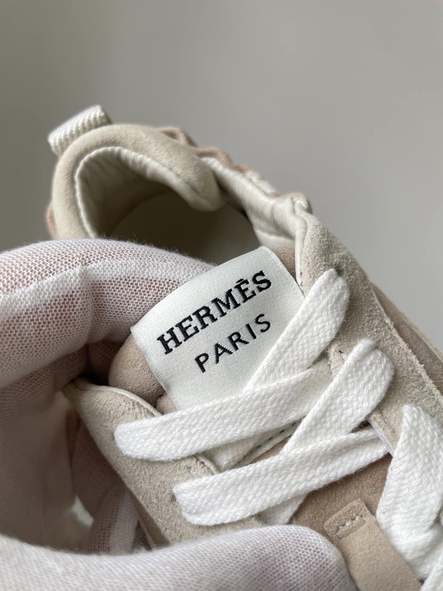 Hermes Jet Leather Round Toe Lace-Up Low-Top Trainers Unisex Off White - Image 7