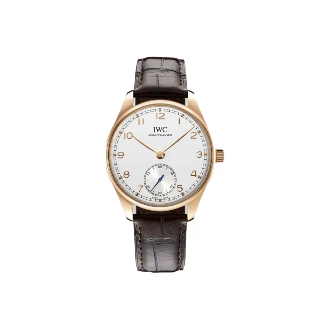 IWC Portuguese Automatic IW358306 Men's Watch 40.4mm White Dial 18ct Rose Gold Case Leather Strap