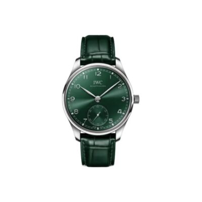 IWC Portuguese Automatic IW358310 Men's Watch 40.4mm Green Dial Stainless Steel Case Leather Strap