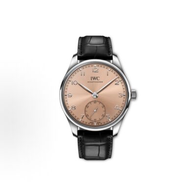 IWC Portuguese Automatic IW358313 Men's Watch 40.4mm Pink Dial Stainless Steel Case Leather Strap