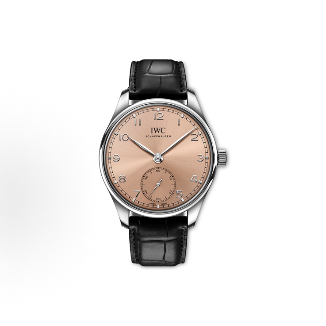 IWC Portuguese Automatic IW358313 Men's Watch 40.4mm Pink Dial Stainless Steel Case Leather Strap