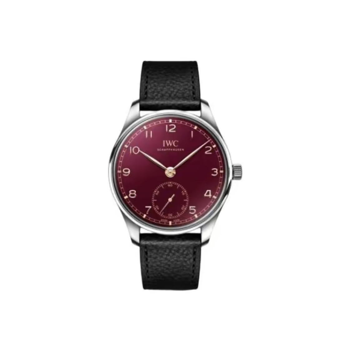 IWC Portuguese Automatic IW358315 Men's Watch 40.4mm Red Dial Stainless Steel Case Leather Strap