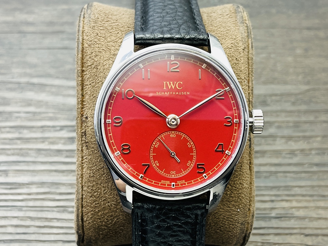 IWC Portuguese Automatic IW358315 Men's Watch 40.4mm Red Dial Stainless Steel Case Leather Strap - Image 2