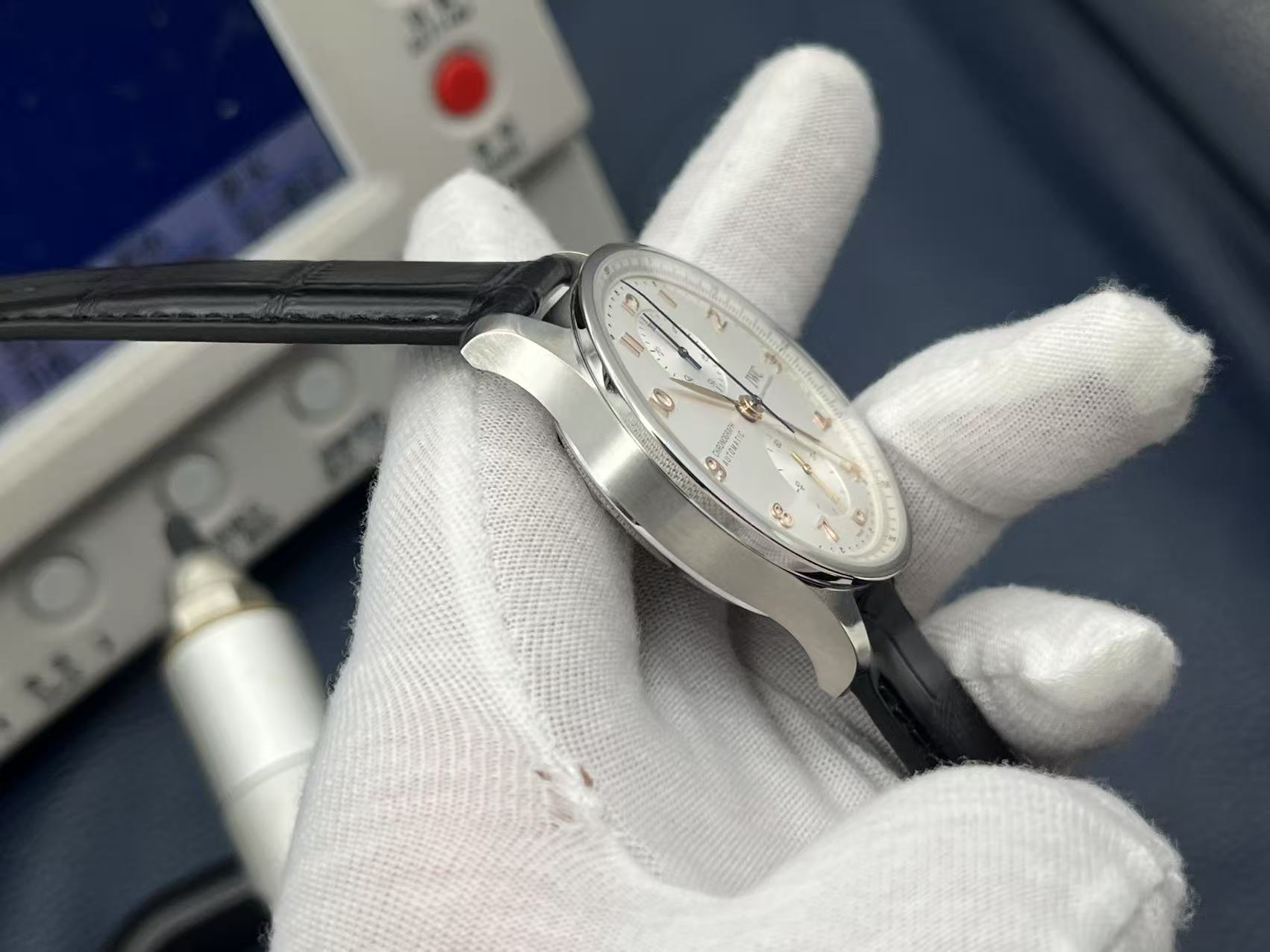 IWC Portuguese Chronograph 41mm White Dial Stainless Steel Case Leather Strap - Image 6