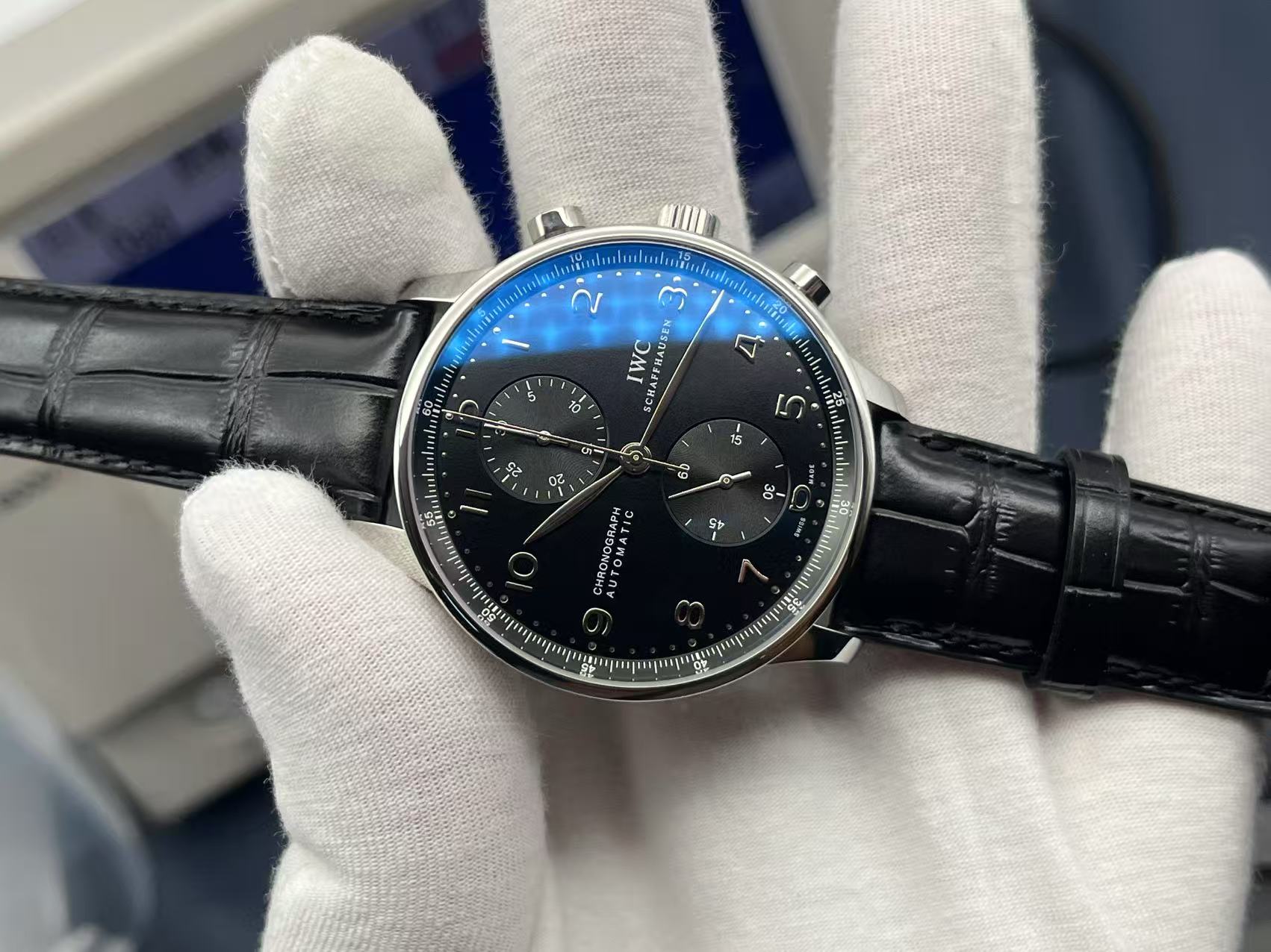 IWC Portuguese Chronograph 41mm Black Dial Stainless Steel Bracelet - Image 5