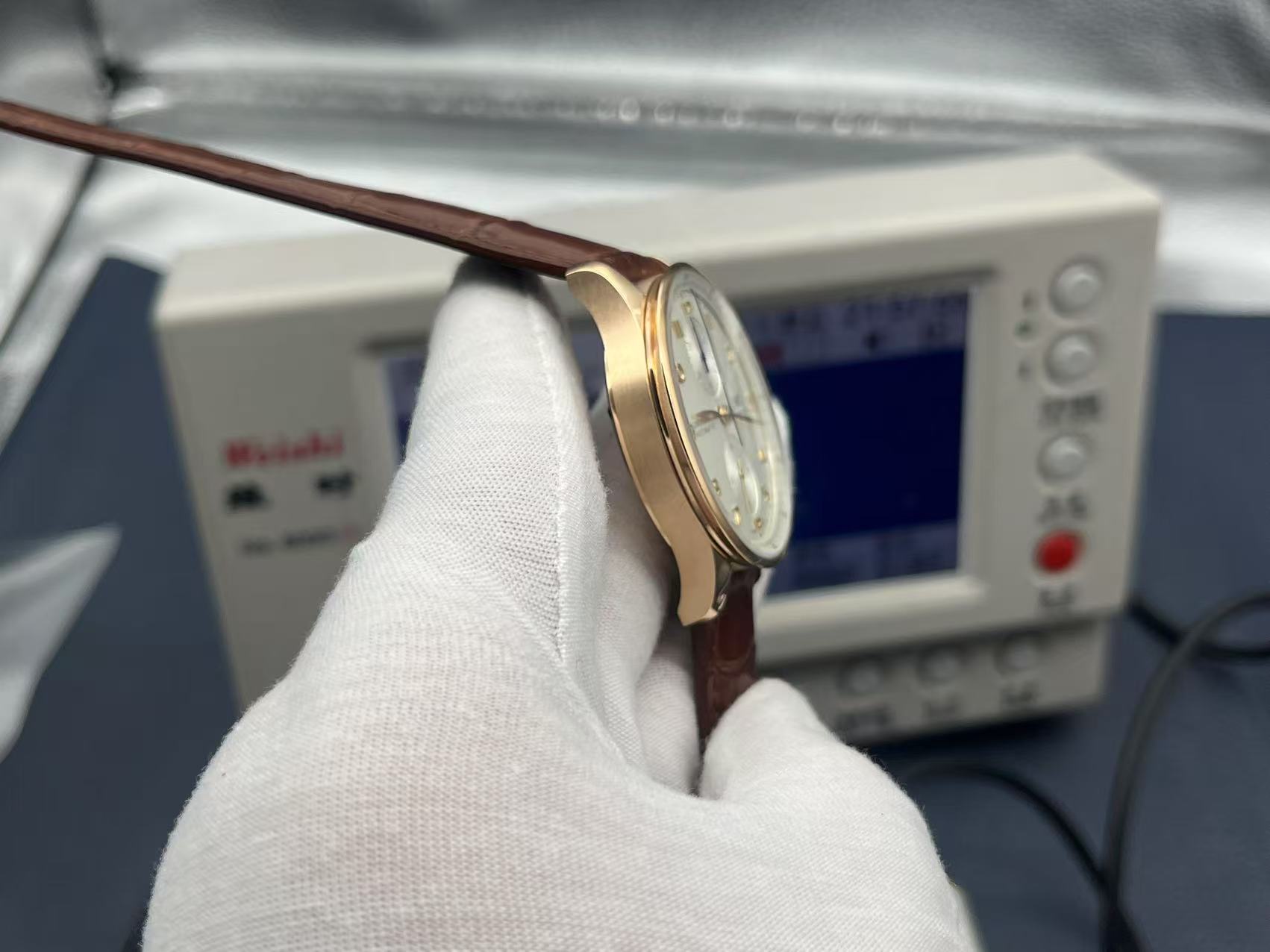 IWC Portuguese Chronograph 41mm White Dial 18K Red Gold Case Leather Strap - Image 6