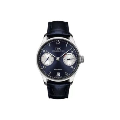 IWC Portuguese Automatic 42.3mm Blue Dial Stainless Steel Case Leather Strap