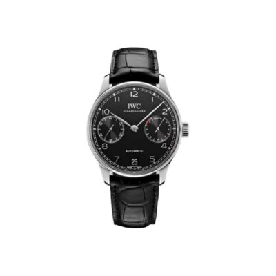 IWC Portuguese Automatic 42.3mm Black Dial Stainless Steel Case Leather Strap