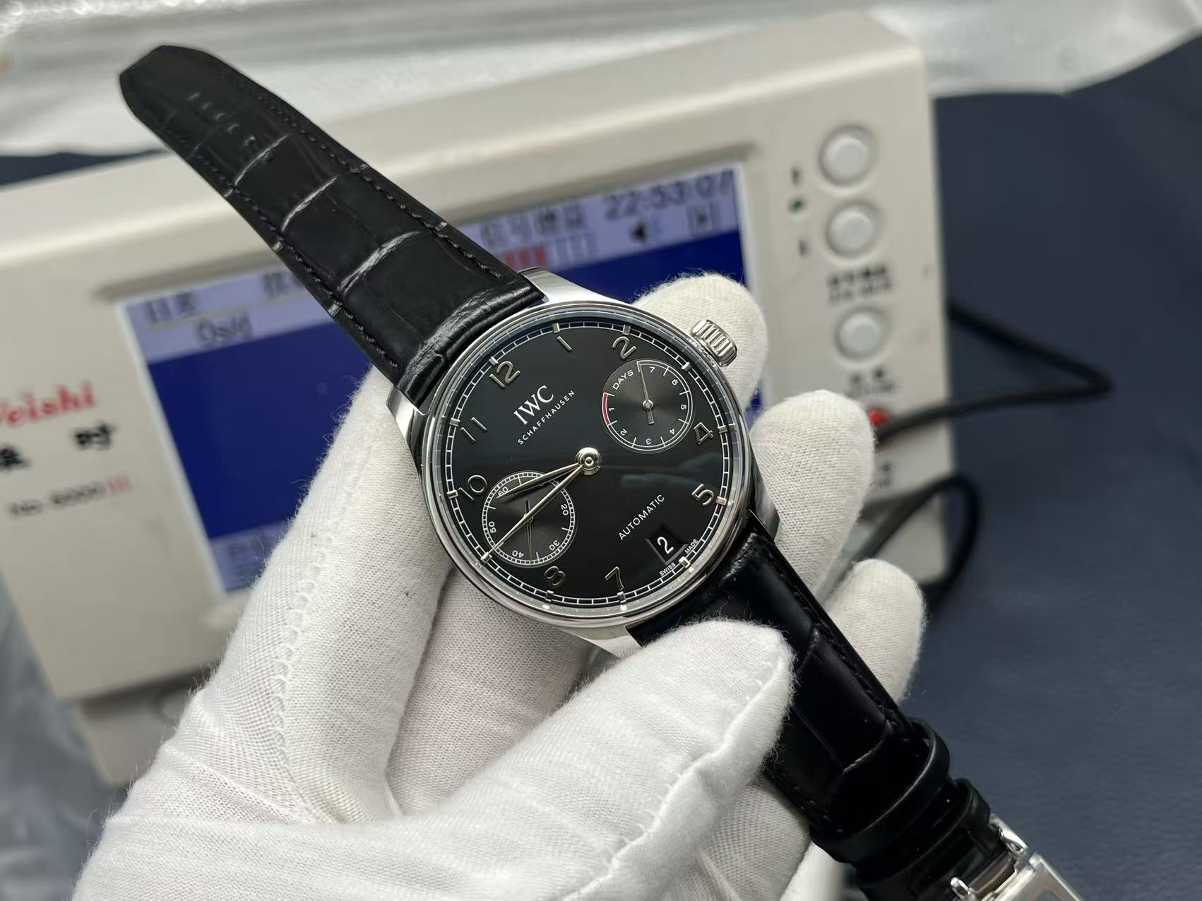 IWC Portuguese Automatic 42.3mm Black Dial Stainless Steel Case Leather Strap - Image 2