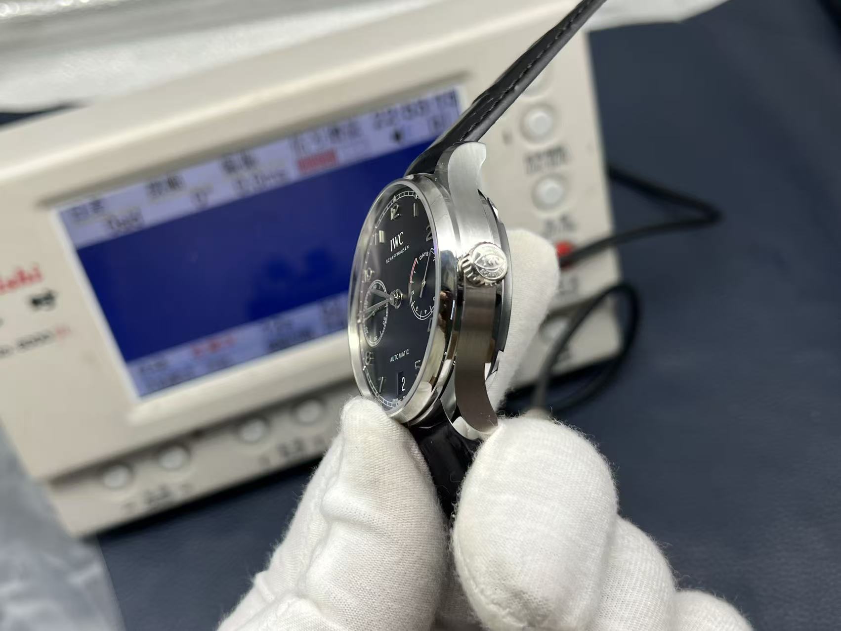 IWC Portuguese Automatic 42.3mm Black Dial Stainless Steel Case Leather Strap - Image 7