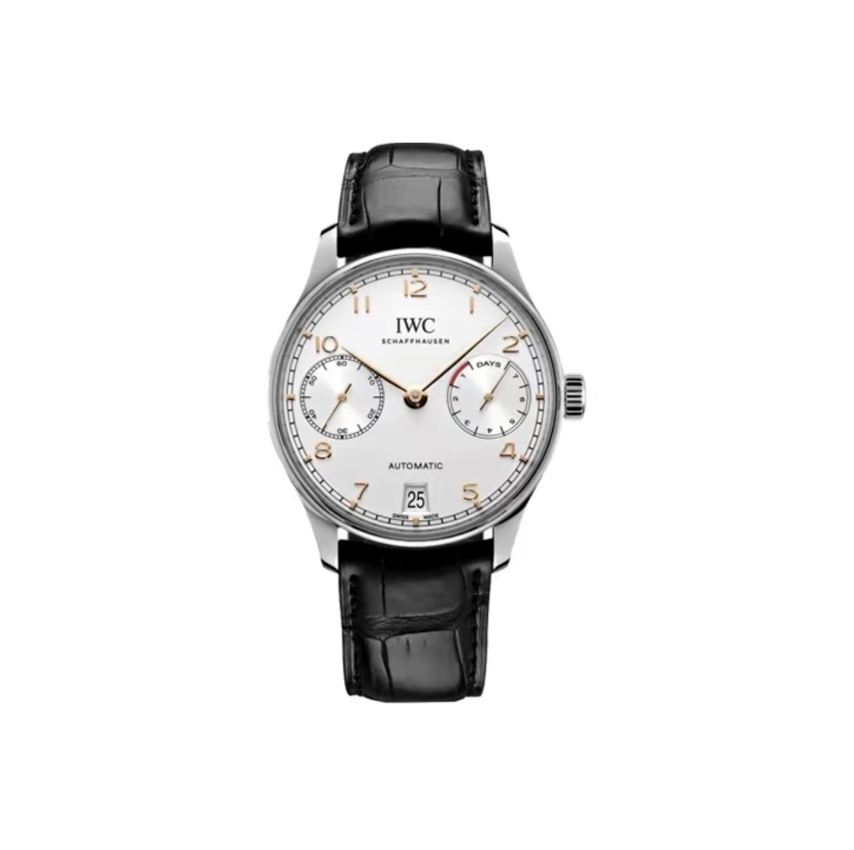 IWC Portuguese Automatic 42.3mm White Dial Stainless Steel Case Leather Strap