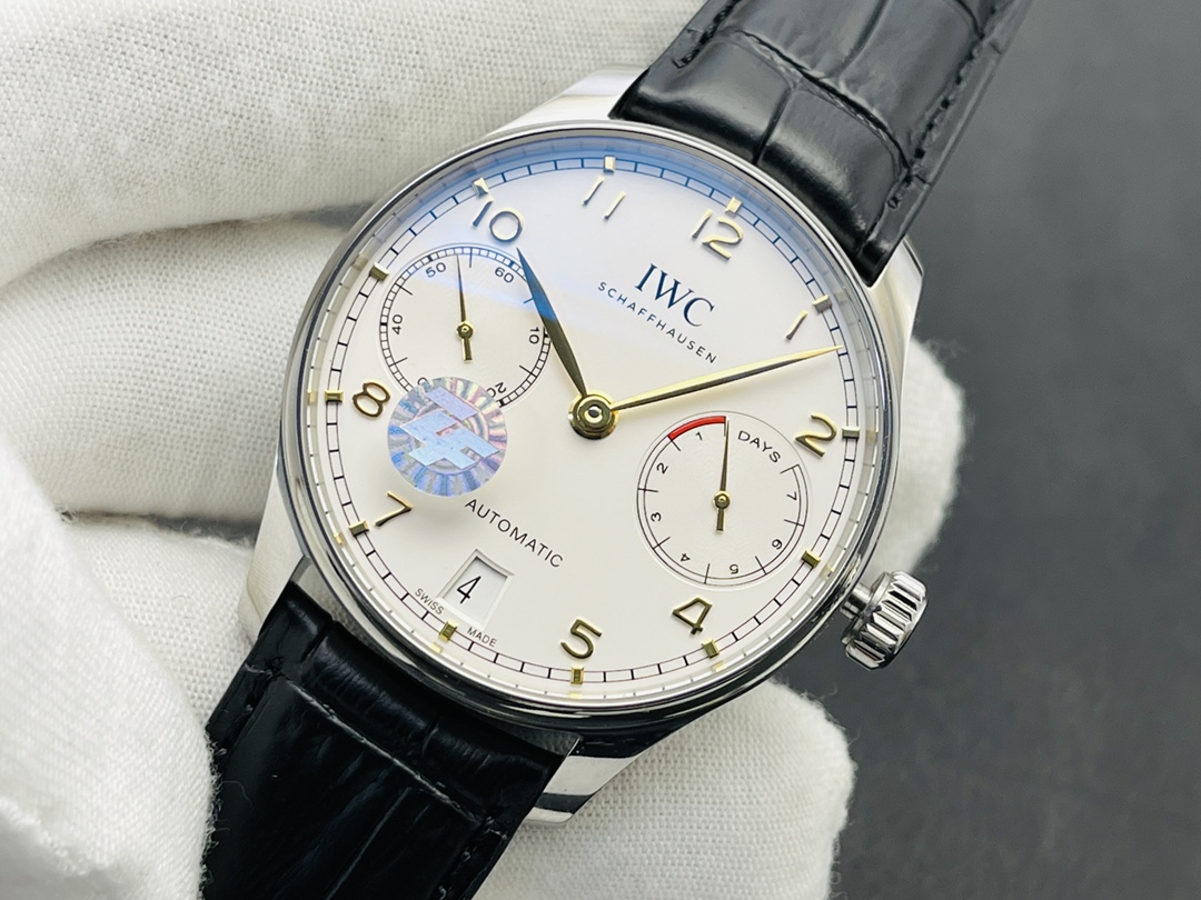 IWC Portuguese Automatic 42.3mm White Dial Stainless Steel Case Leather Strap - Image 4