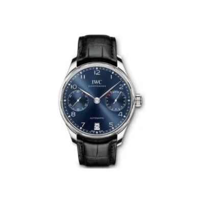 IWC Portuguese Automatic 42.3mm Blue Dial Stainless Steel Case Leather Strap