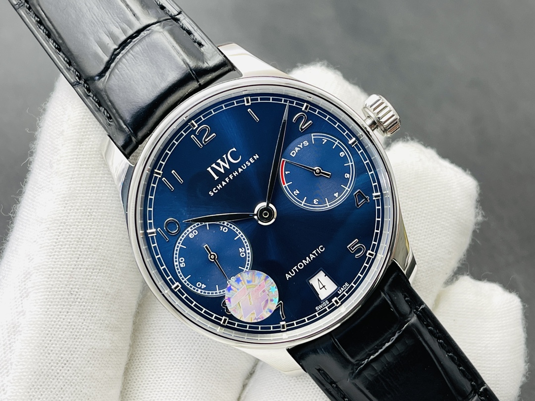 IWC Portuguese Automatic 42.3mm Blue Dial Stainless Steel Case Leather Strap - Image 2