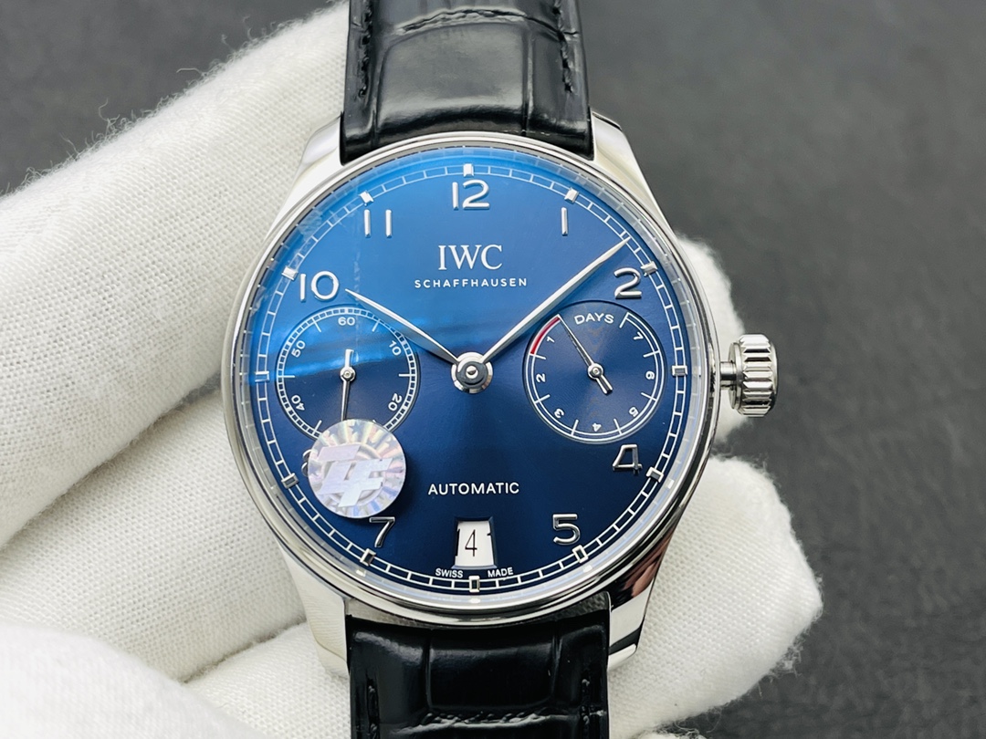 IWC Portuguese Automatic 42.3mm Blue Dial Stainless Steel Case Leather Strap - Image 3