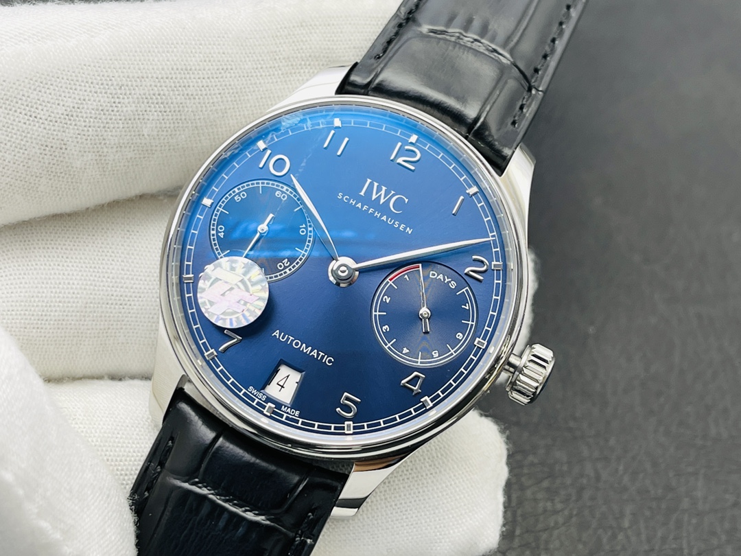 IWC Portuguese Automatic 42.3mm Blue Dial Stainless Steel Case Leather Strap - Image 4