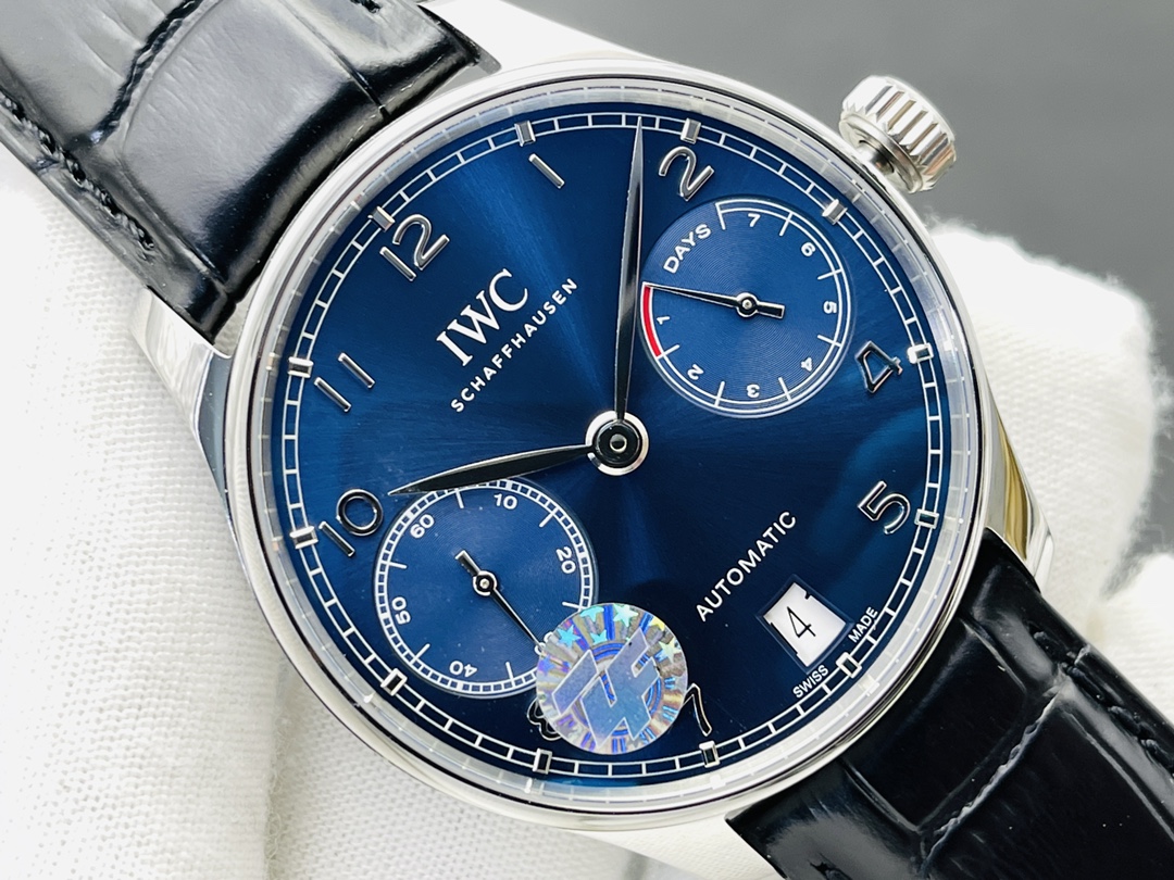 IWC Portuguese Automatic 42.3mm Blue Dial Stainless Steel Case Leather Strap - Image 5