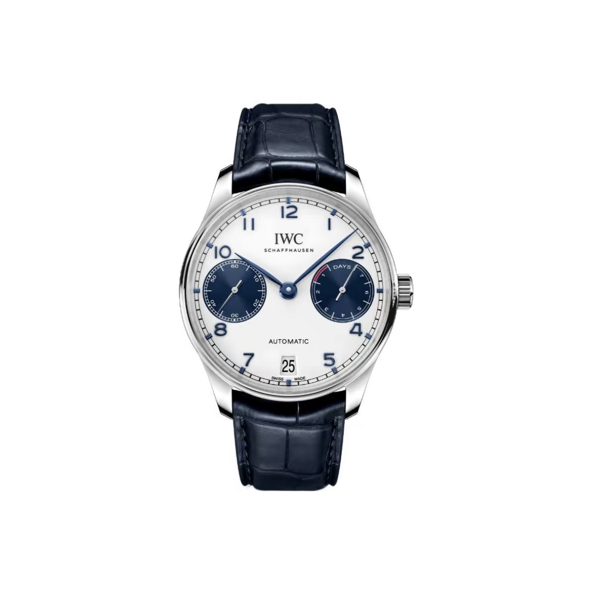 IWC Portuguese Automatic 42.3mm Panda Dial Stainless Steel Case Leather Strap