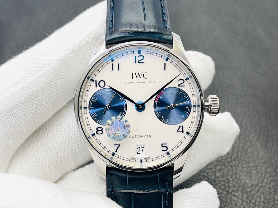 IWC Portuguese Automatic 42.3mm Panda Dial Stainless Steel Case Leather Strap - Image 3