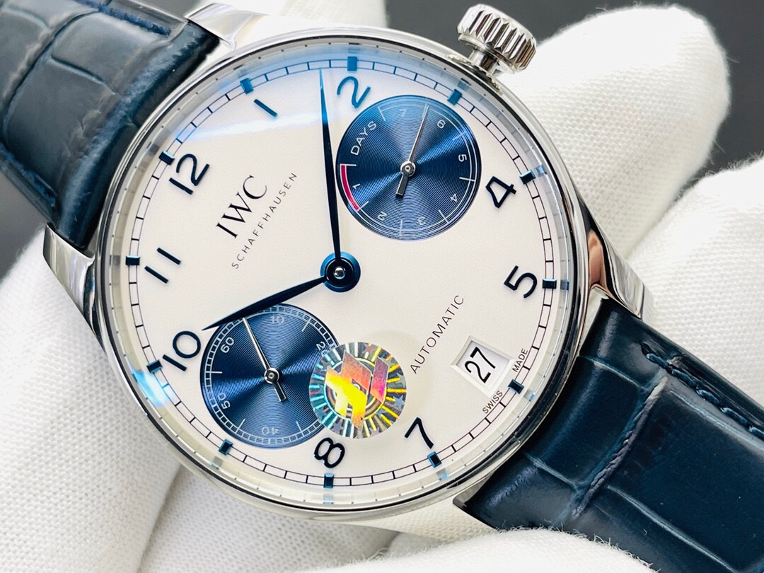 IWC Portuguese Automatic 42.3mm Panda Dial Stainless Steel Case Leather Strap - Image 5