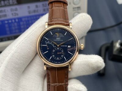 IWC Portofino Hand-Wound 8 Days 45mm Blue Dial 18K Rose Gold Watch